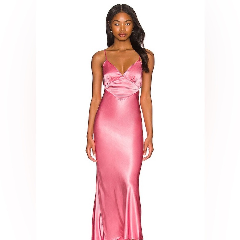Bardot Melinda Pink Satin Slip Maxi Dress